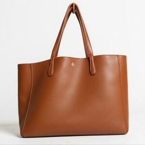 🤎Tory Burch Perry Pebbled Leather Tote - Tan/Pink Interior✨️